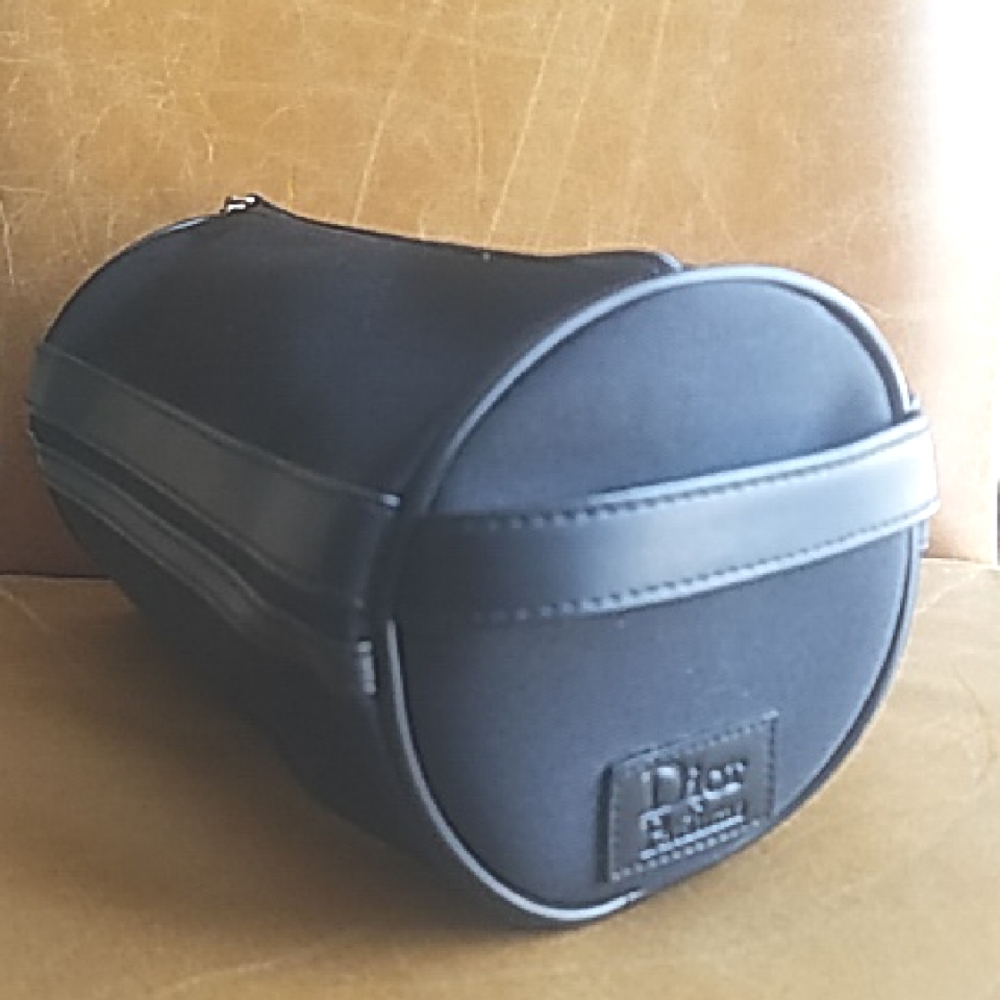 Christian Dior Black Tubular Duffel Travel Cosmetic Bag